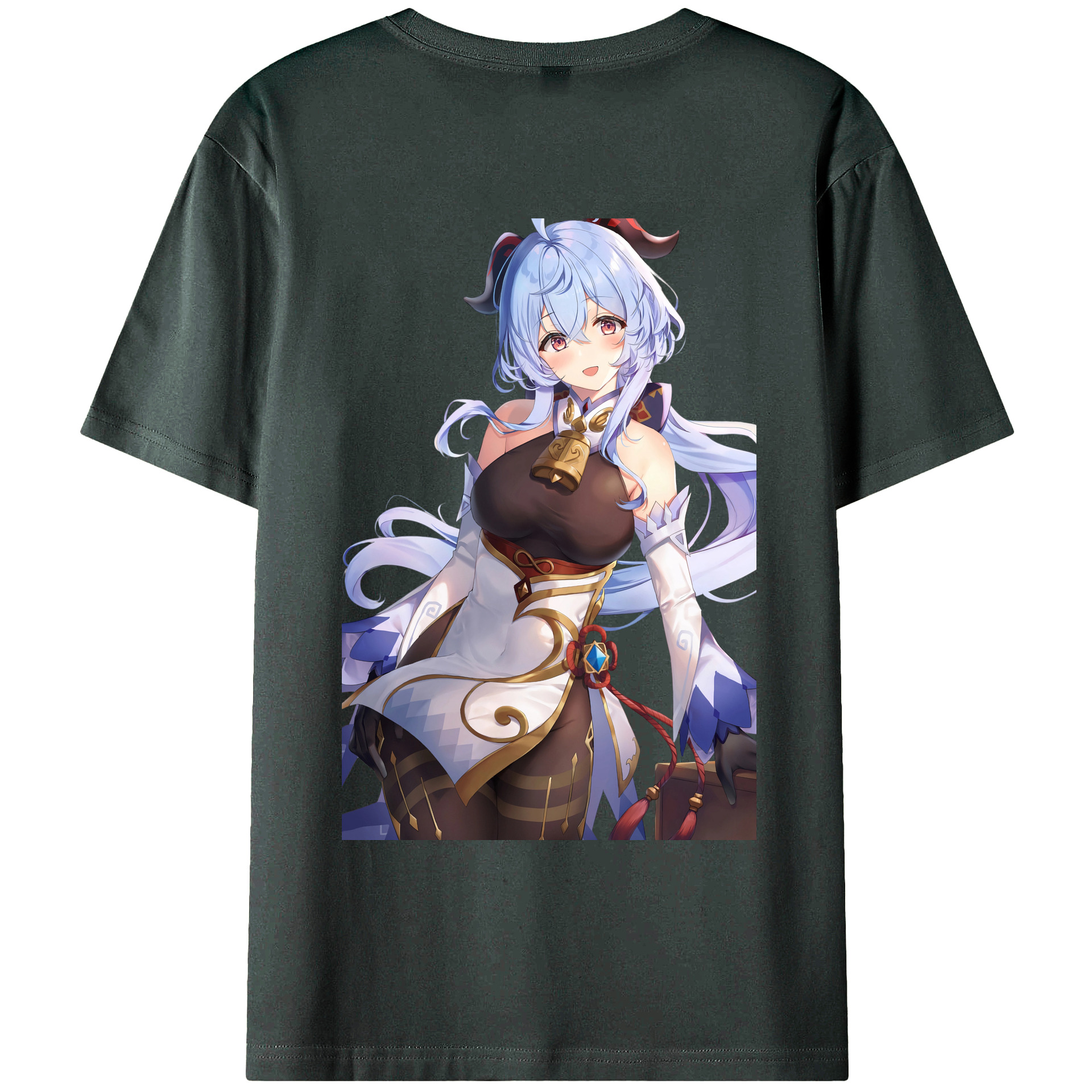 げんし神 甘雨 かんう genshin Ganyu 綿100％ メンズ半袖Tシャツ（バックプリント） 通気性